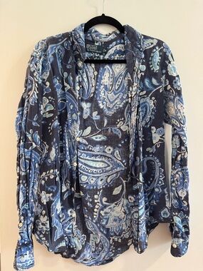 Polo by Ralph Lauren Navy and Light Blue Paisley Shirt